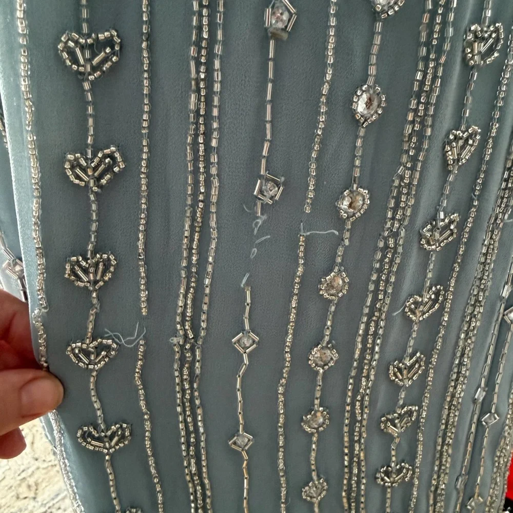Mac Duggal Beaded Cap Sleeve Colum Midi Dress in Slate Blue - Picture 11 of 11